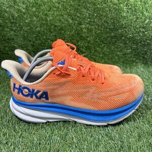 Hoka Men's Clifton 9 Wide Vibrant Orange/Impala 1132210-VOIM – Size 10.5 2E